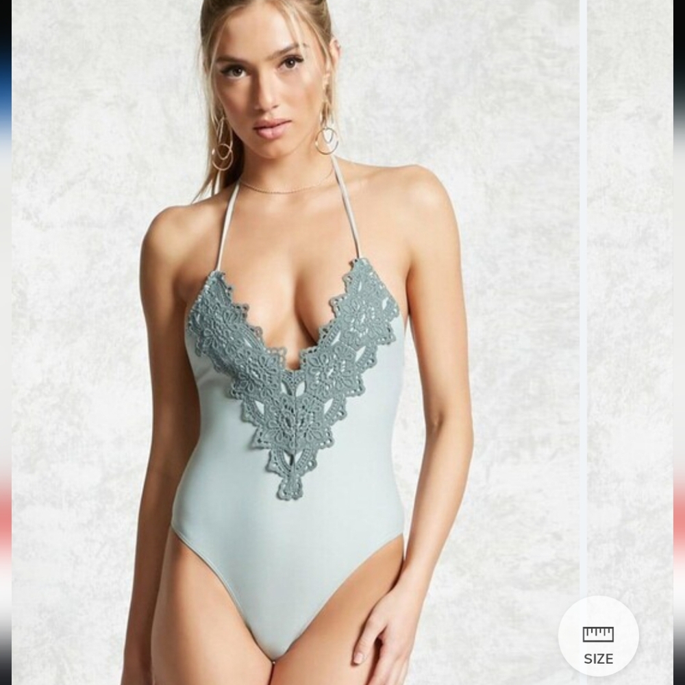 Forever 21 swimwear light green with lace details size S